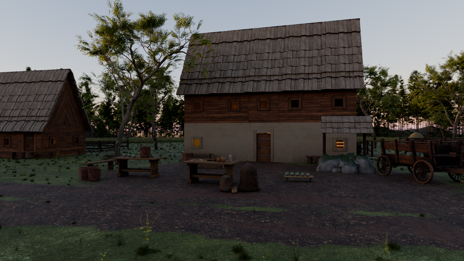 Square at sunset